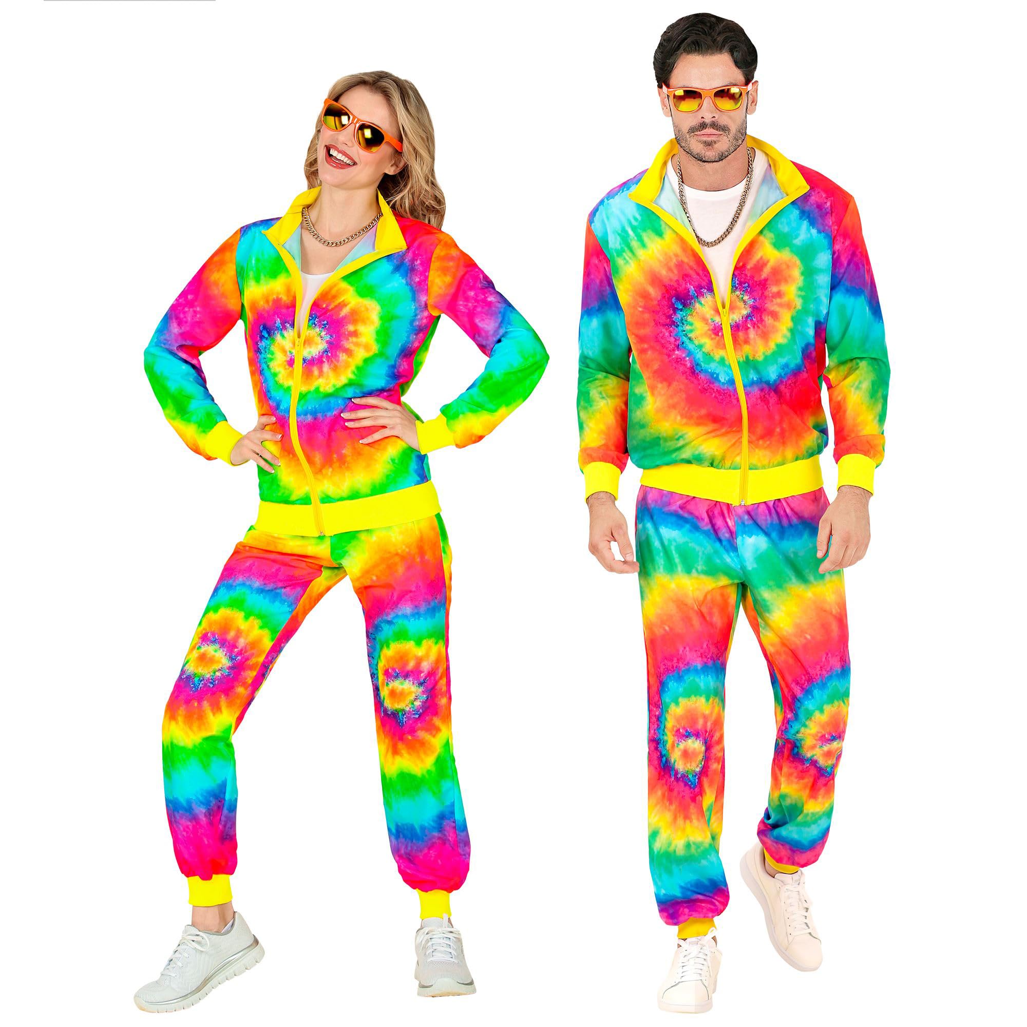 W WIDMANN MILANO Party Fashion - Costume Tracksuit, Rainbow Pattern, 80s Outfit, Jogging Suit for Carnival & Party