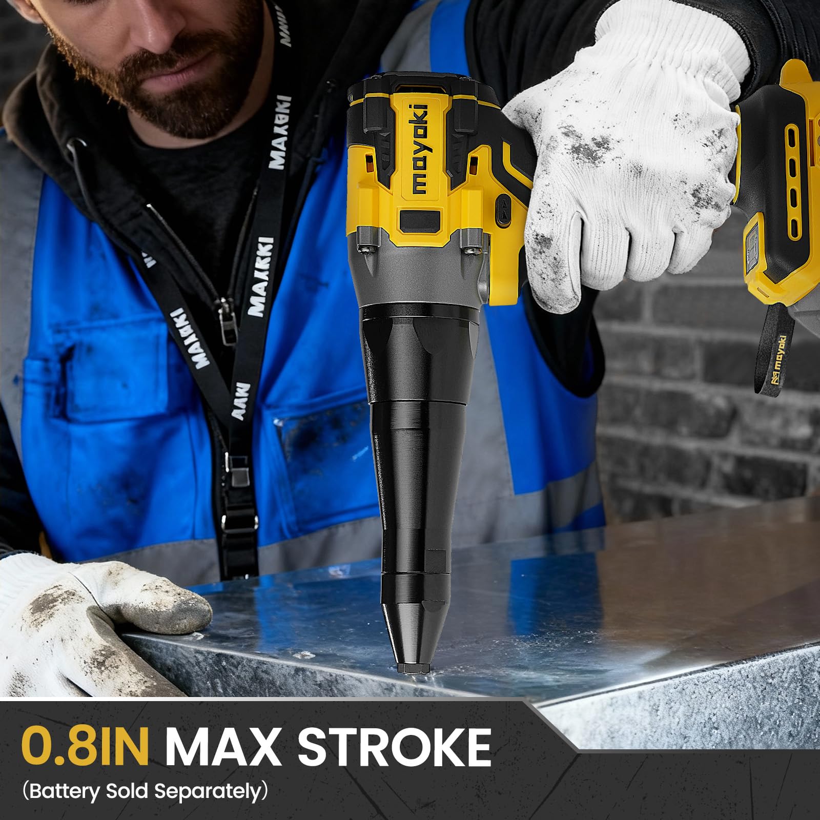 Pistola de Remache inalámbrica Compatible con batería Dewalt de 20 V MAX (Solo Herramienta), Herramienta de Remachadora eléctrica sin escobillas de 2248 Lbf, Herramienta de Remache Pop, Remachadora