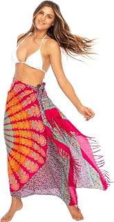 Back From Bali Womens Sarong Beach Swimsuit Bikini Cover up Wrap Peacock & Clip