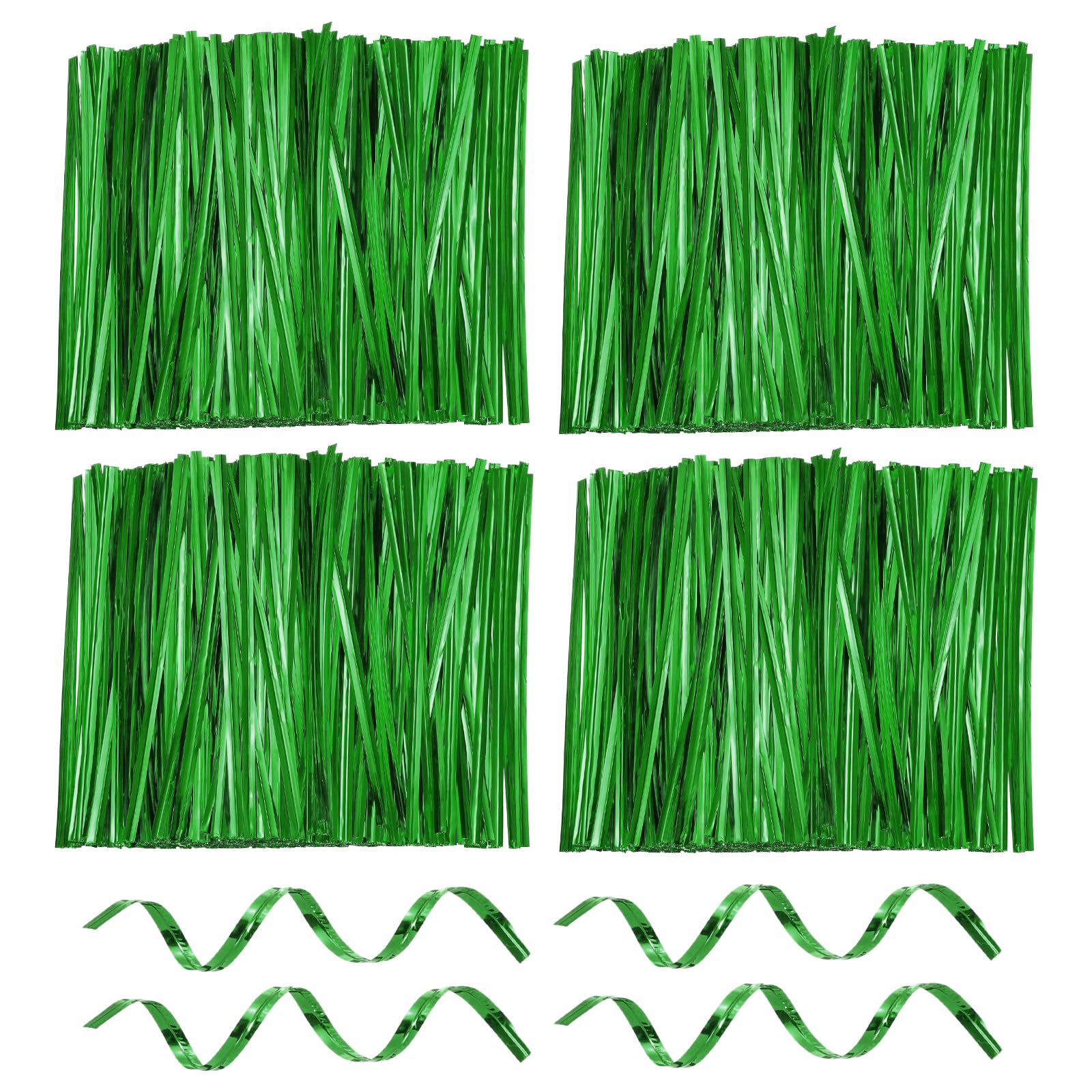 sourcing map 3200pcs Bag Twist Ties 120mm Reusable Metallic Twist Ties Wire Cable Ties Plastic Bag Sealers for Party Bread Candy Cake Present Supplies, Green