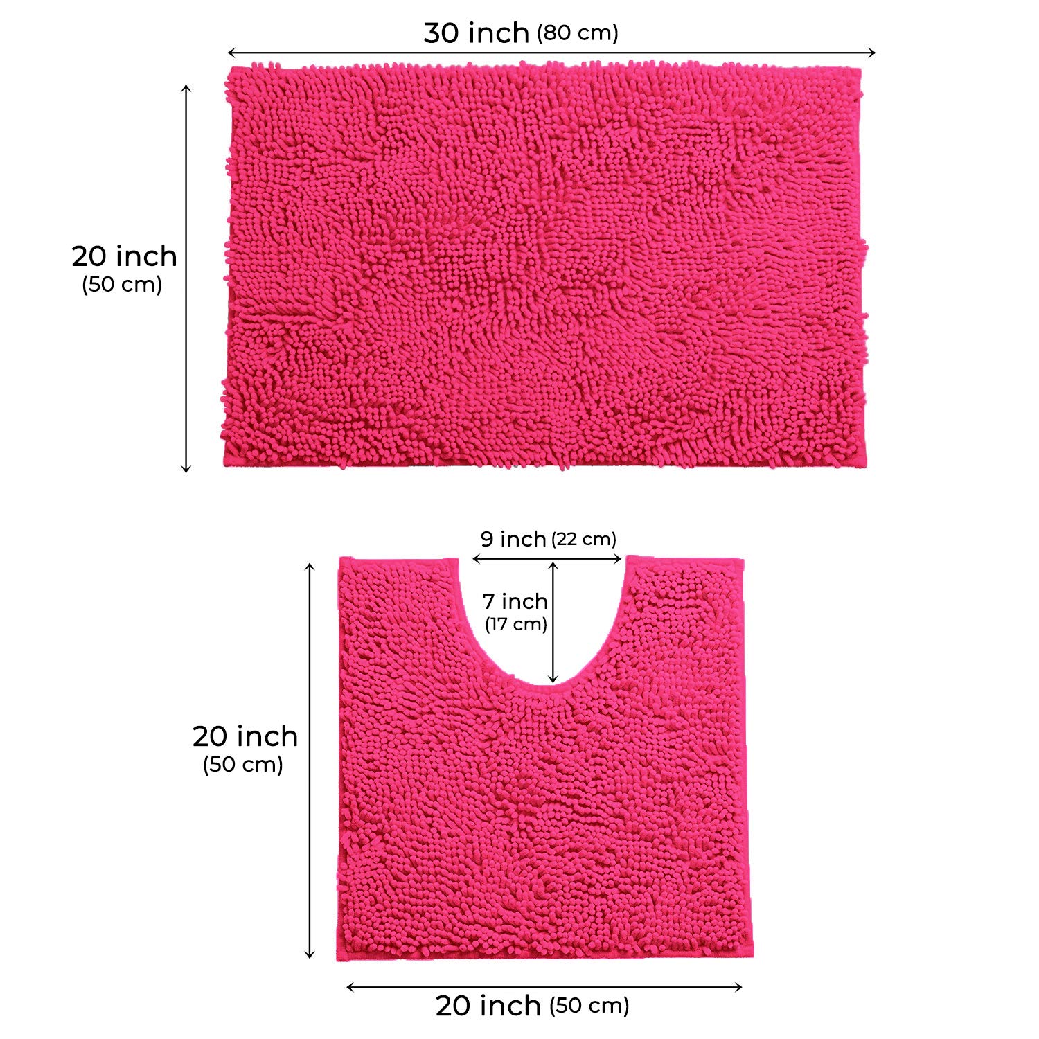 LuxUrux Luxury Chenille (2-Piece) Bath Mat Set, Soft Plush Anti-Slip Rug + Toilet Mat.1'' Microfiber Shaggy Carpet - Image 3