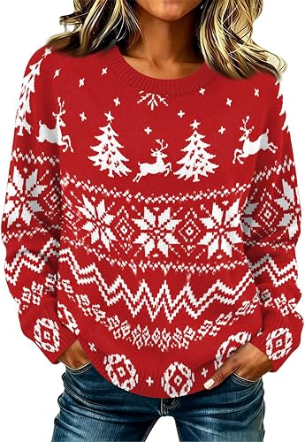 Womens Christmas Sweaters Xmas Graphic Vintage Fair Isle Kni