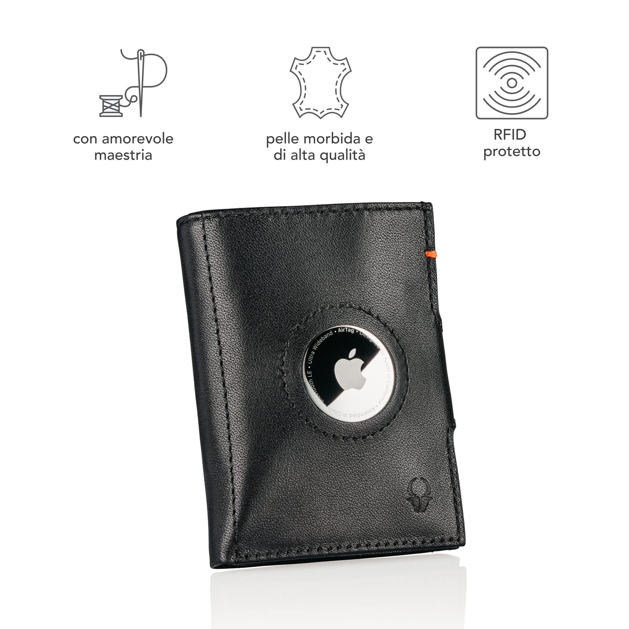DONBOLSO Portafoglio Airtag per Uomo Piccolo Con Tasca Apple Airtag e Protezione RFID - Porta Carte di Credito Slim - Mini Portafoglio con Portamonete per Una Perfetta Organizzazione