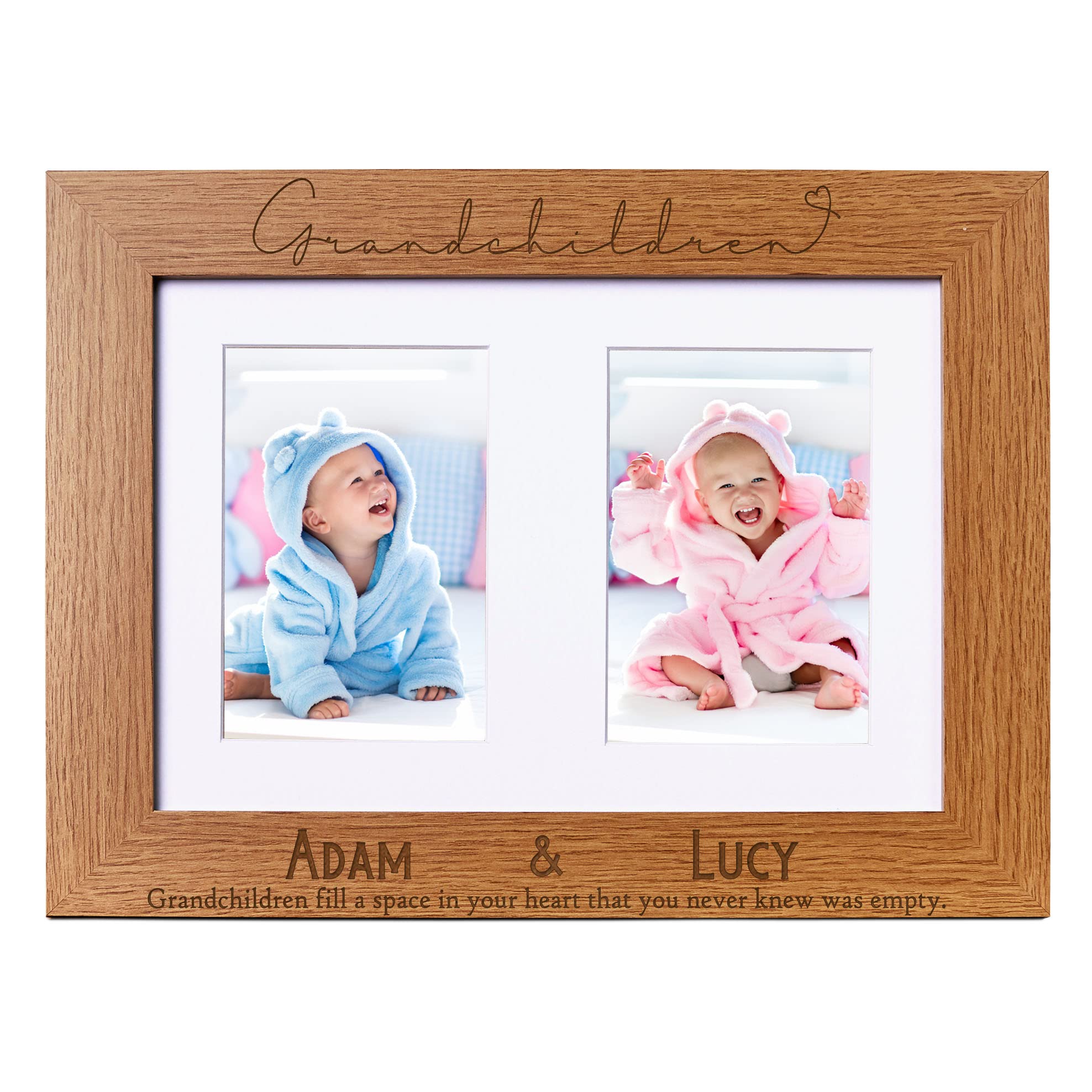 Ukgiftstoreonline Personalised Grandchildren Double Wooden Photo Frame Gift