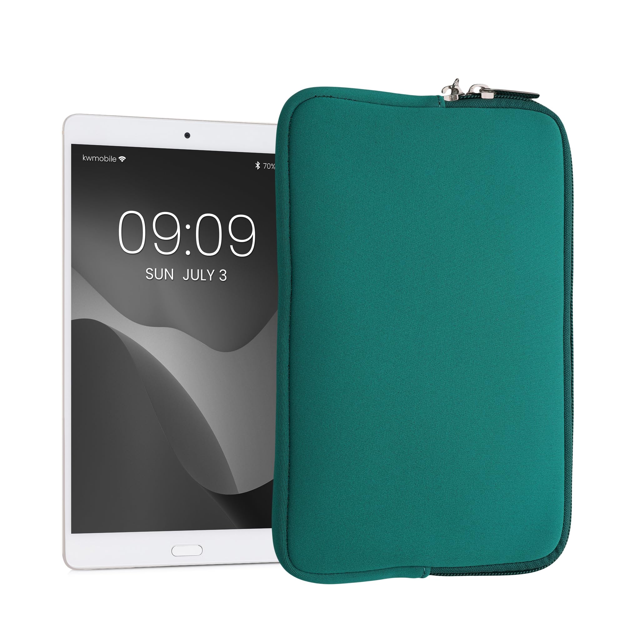 kwmobile Neoprenowe etui na tablet rozmiar 8"-8,4" - uniwersalne etui na tablet z zamkiem błyskawicznym - kolor petrol
