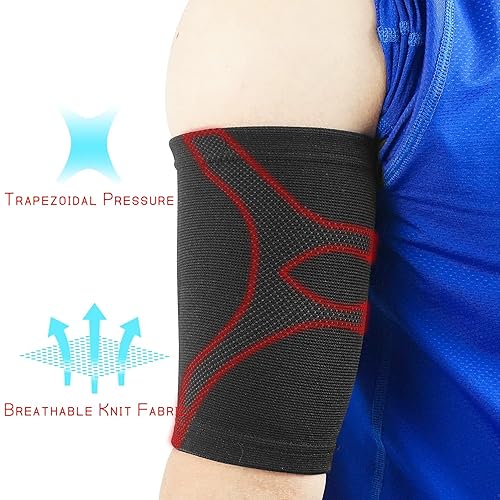 Miniatura 3 de Luwint Manga de compresión para la parte superior del brazo, soporte para tendinitis de bíceps, 1 par, Negro -