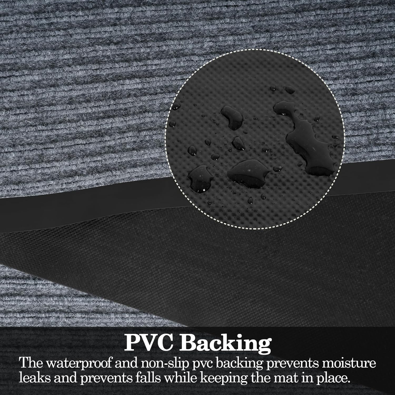 3'x16.4' Outdoor Runner Floor Mat Double Stripes Hallway Runner Rug Non-Slip Commercial Carpet Runner Entrance Mat for Indoor Entryway Balcony Kitchen Garage (Grey, 3 x 16.4 feet)