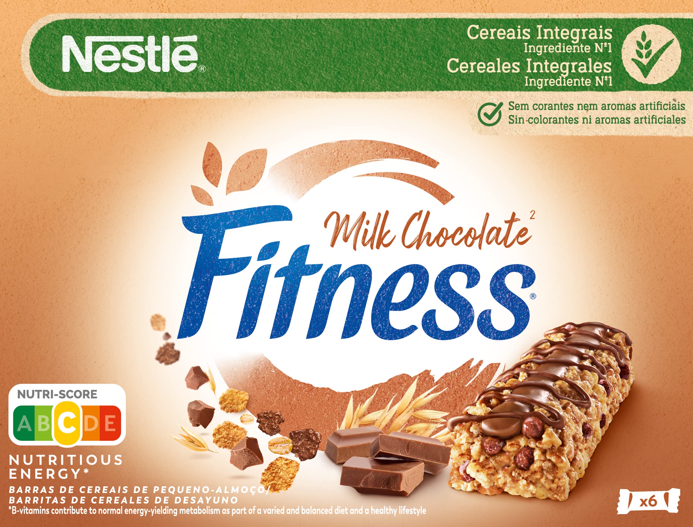 Cereales Nestlé Fitness - Barritas Chocolate con Leche, 9 x 6 Paquetes de 22.5 g