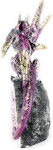 Miniatura 4 de Ain't It Nice Estatua de dragón de roca, caverna de geoda sintética, brillante, medieval, coleccionable, fantasía, decoración, morado, 3.5 pulgadas