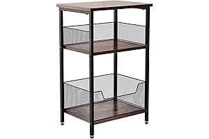 Dunatou Side Table - 3-Tier Industrial End Table with Shelf