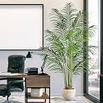 Arbre à palmier artificiel 6ft Grand faux palmier arbre décor intérieur avec 18 Trunks et Real Bark Design Faux Tropical Areca Palm Plancher de soie en pot pour la maison Bureau Salon Chambre Décor 1pcs