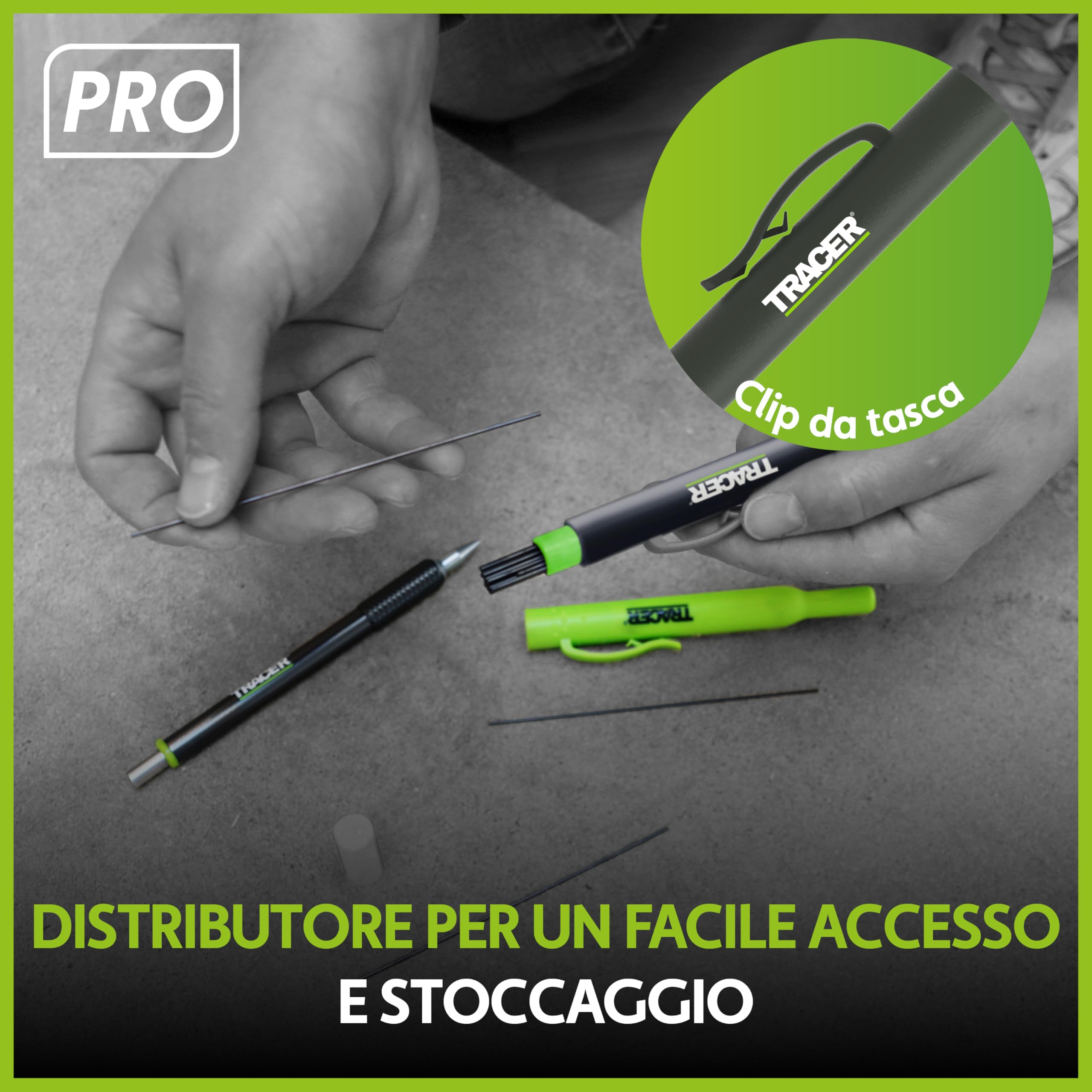 Tracer Pro Series Set di mine di ricambio per matita di precisione 24 x 1,3 mm grafite