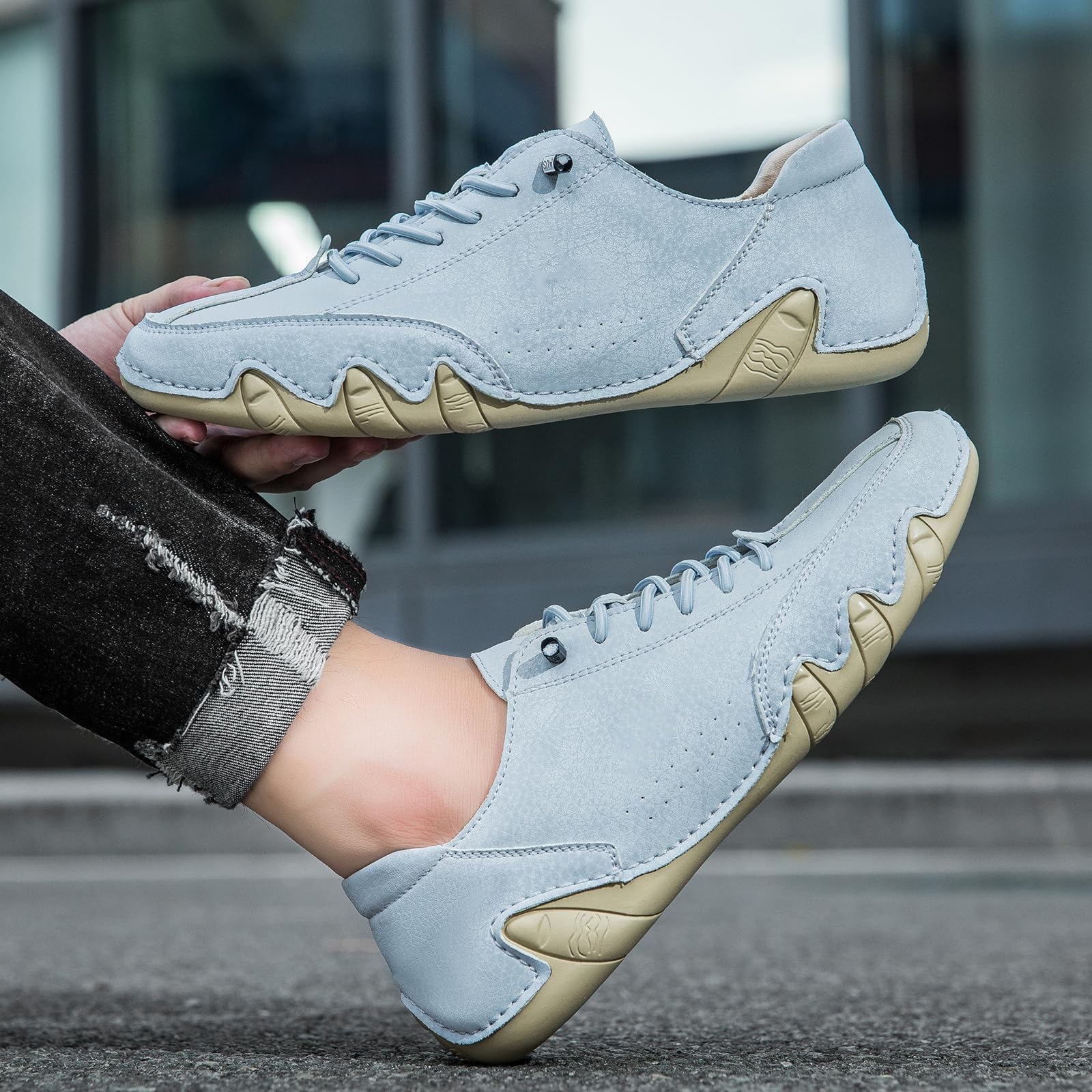 Scarpe da uomo ultra comode, basse da barca, in pelle, durevoli, per attività all'aria aperta, antiscivolo, unisex, basse, casual, tinta unita, per il tempo libero