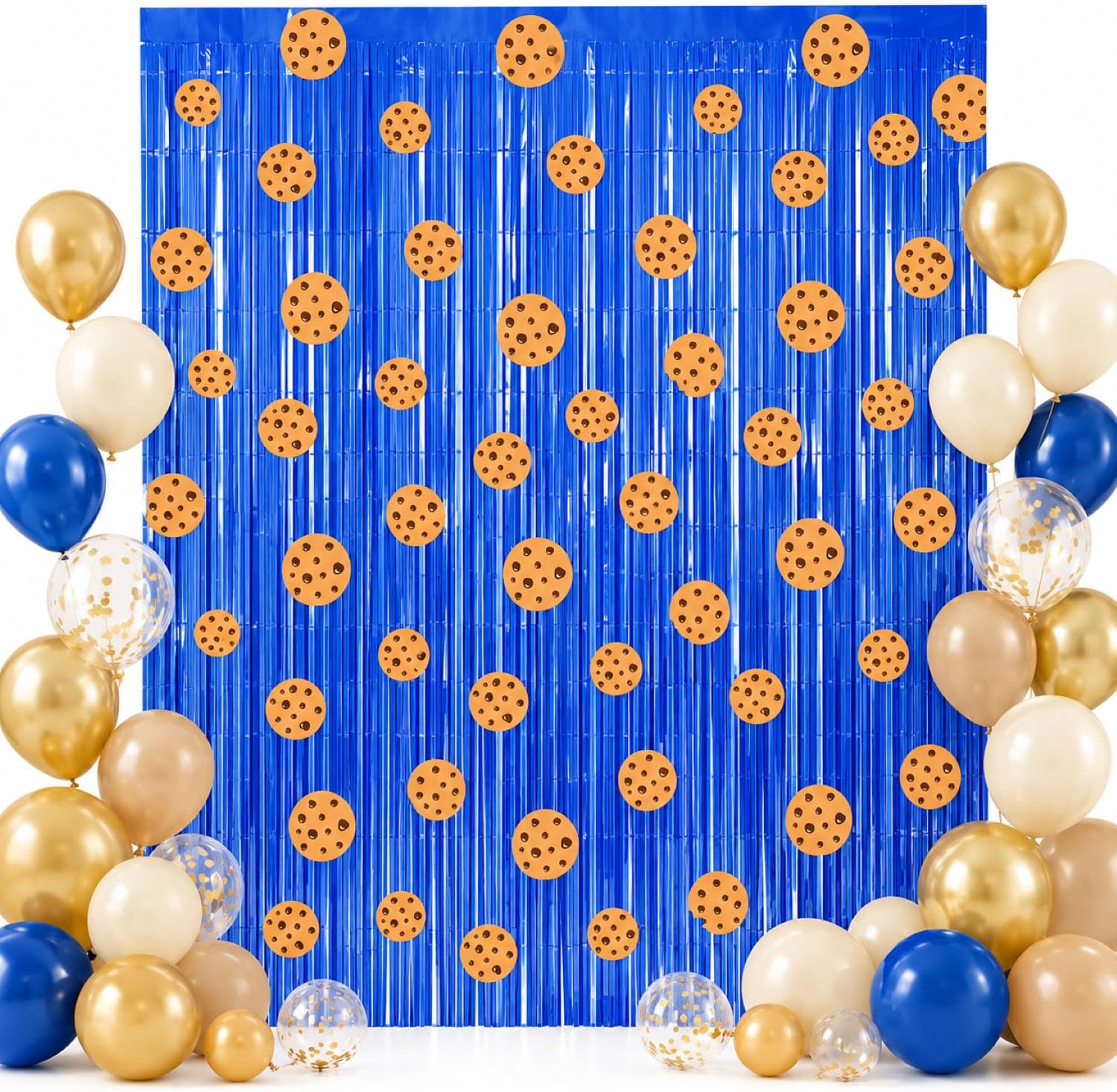 Newwiee 2 Pack Cookie Fringe Curtain Backdrop Milk Cookie Party Decoration