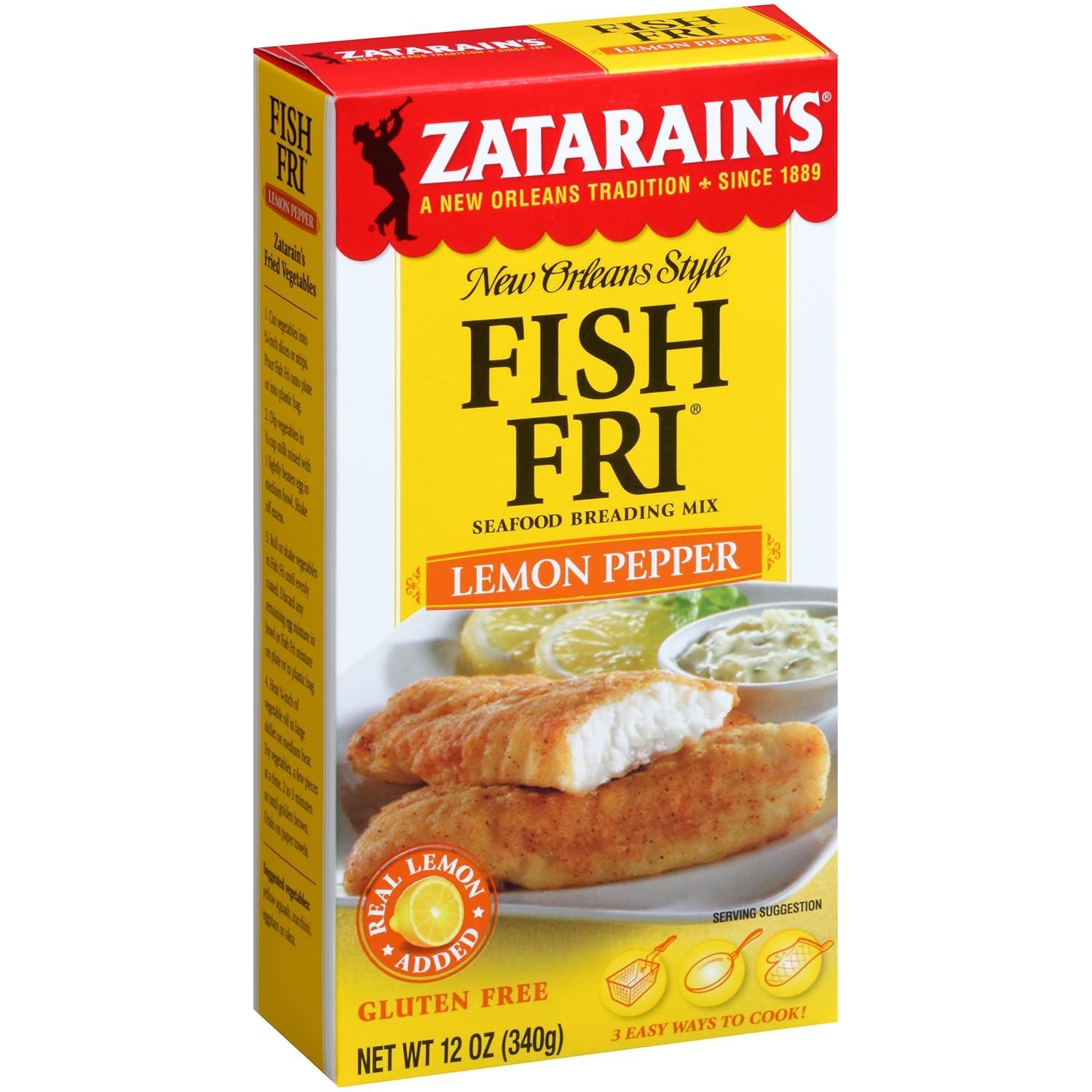 Zatarain's Lemon Pepper Fish Fri Seafood Breading Mix, 12 oz (Pack of 8)