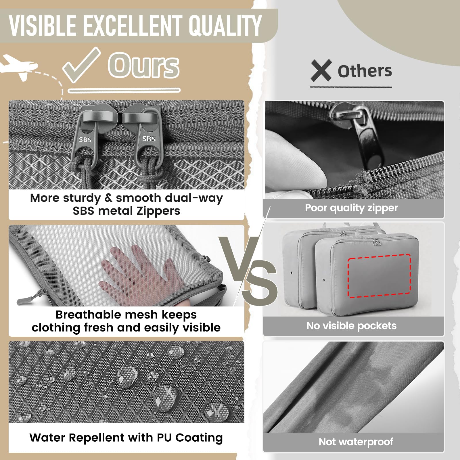 Lumesner - Set Di 8 Cubi Per Imballaggio A Compressione, Per Valigie Da Trasporto, Organizer A Compressione E Cubi Da Viaggio (8 Pezzi, Verde