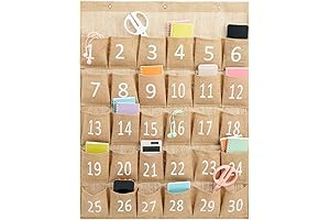 Juvale Burlap Cell Phone Pocket Organizer for Classroom, Farmhouse Designed White Storage