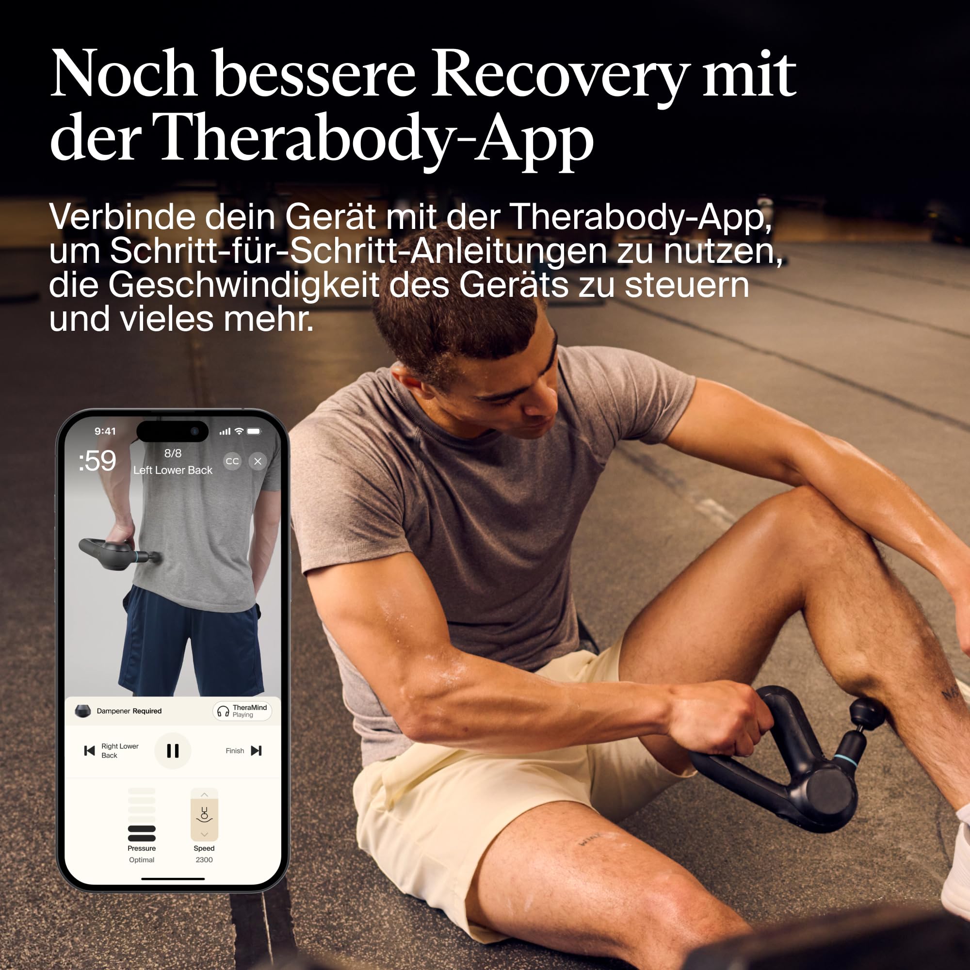 Theragun Prime, Elektrische Handmassagepistole, Smart App und Bluetooth-fähige perkussive Massage für Sportler, Gerät zur Tiefengewebemassage mit QuietForce Technology, 5. Generation, Schwarz