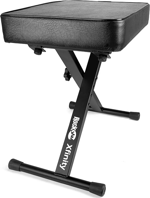 RockJam RJKBB100 Premium Adjustable Padded Keyboard Bench or Digital Piano Stool with lessons.