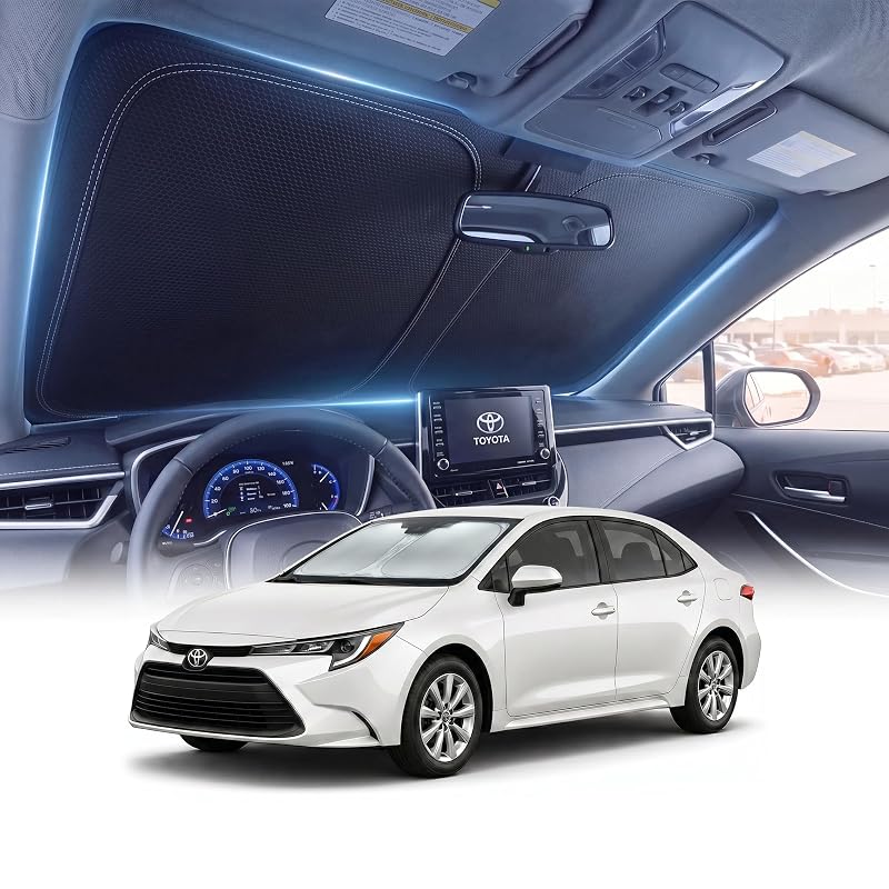 Protetor Solar para Para-brisa DMJN para Toyota Corolla 2020 a 2026, dobrável com revestimento nano Ice-Crystal e estrutura de fibra de vidro