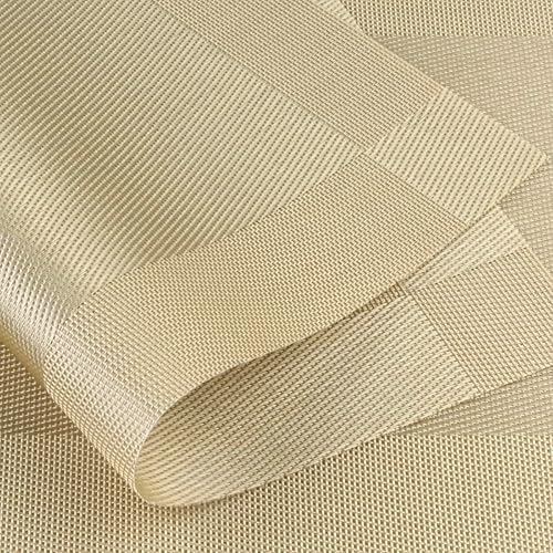 Miniatura 5 de DACHUI Juego de 4 manteles individuales, elegantes manteles individuales tejidos para mesa de comedor, lavables y duraderos de PVC (dorado)