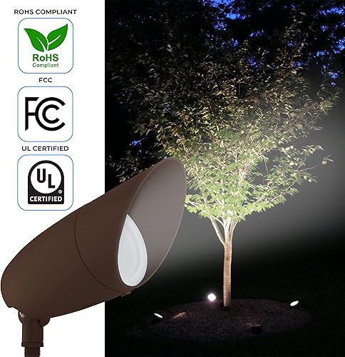 Miniatura 4 de Lámpara de inundación de paisaje de 1 luz  Lámpara LED no regulable de 12 W  Lámpara exterior  Montaje en techo  Acabado de bronce OL-91926