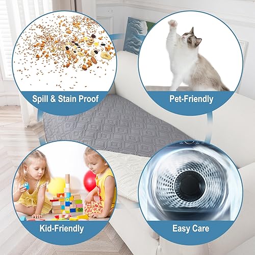 Miniatura 4 de Genina Funda de sofá 100% impermeable para 4 cojines para perros, fundas de sofá antideslizantes y lavables para muebles seccionales en forma de L,