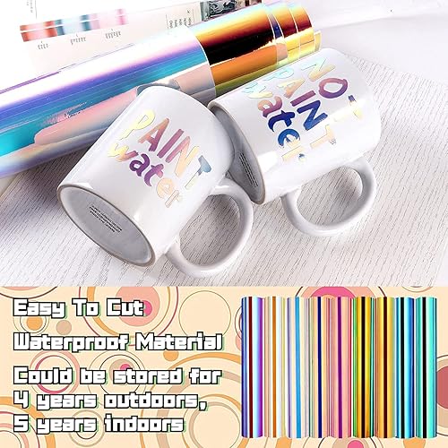 Miniatura 5 de Lya Vinyl Vinilo holográfico, (12 x 12 pulgadas), paquete de 12 hojas de vinilo holográficas permanentes para todas las máquinas de corte para