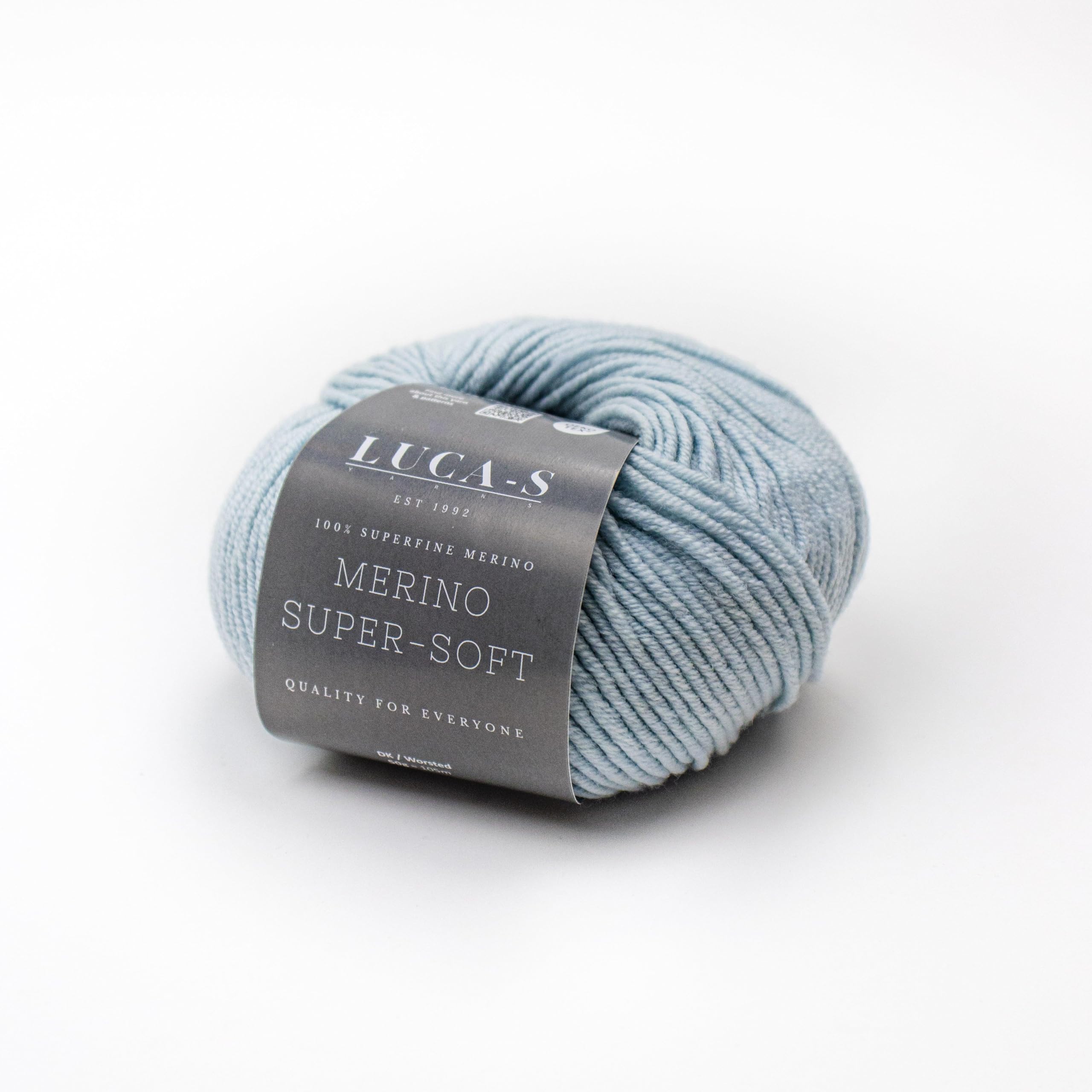 2PCs Superfine Merino DK Yarn for Knitting and Crocheting Super Soft Superwash 100% Merino Wool 50g Ball, Ice Blue (10), 2 Units