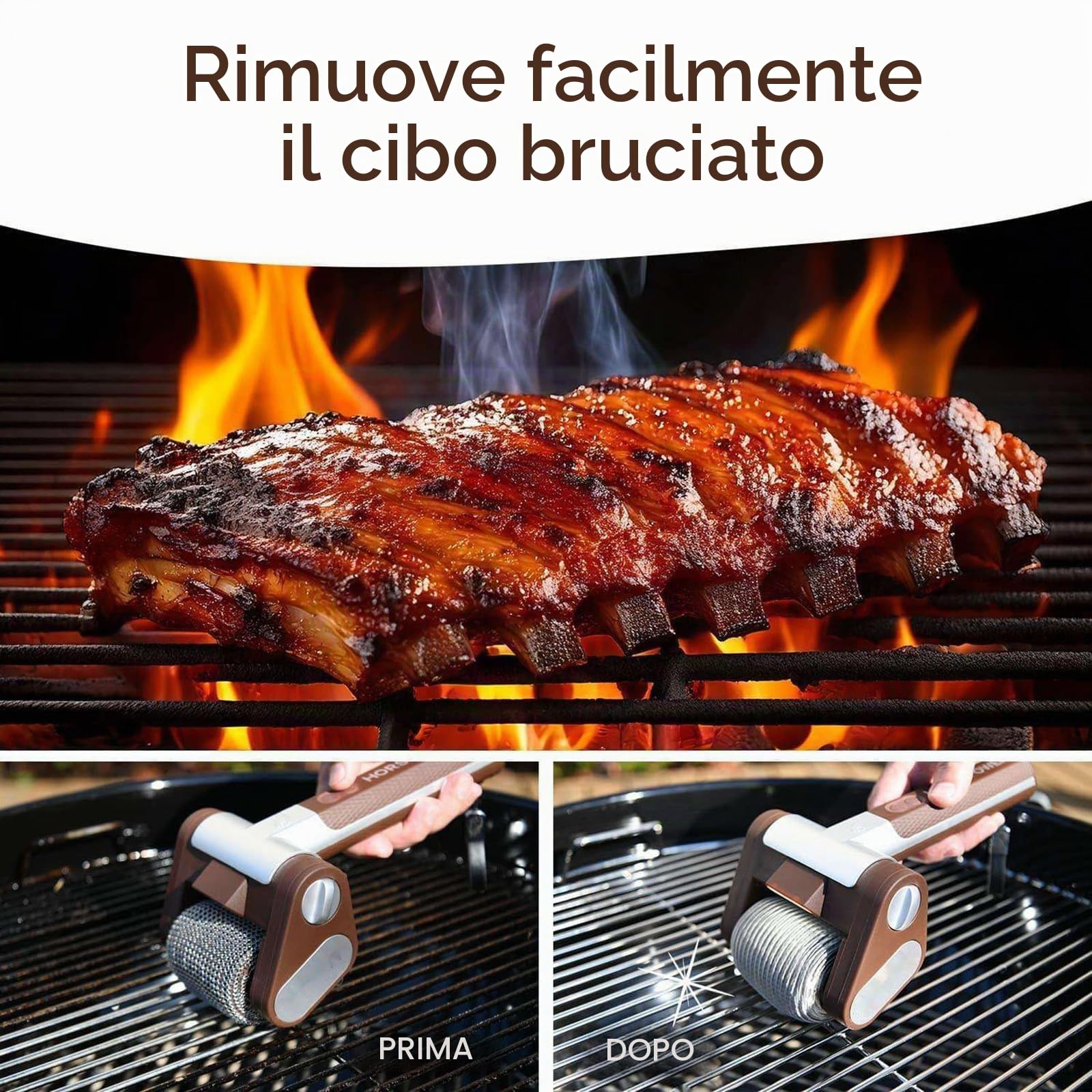 Spazzola Elettrica Senza Fili per Griglia, Spazzola Rotante in Acciaio Inossidabile con Luci LED Integrate, Spazzola Ricaricabile per Barbecue All'aperto, Bagno E Cucina