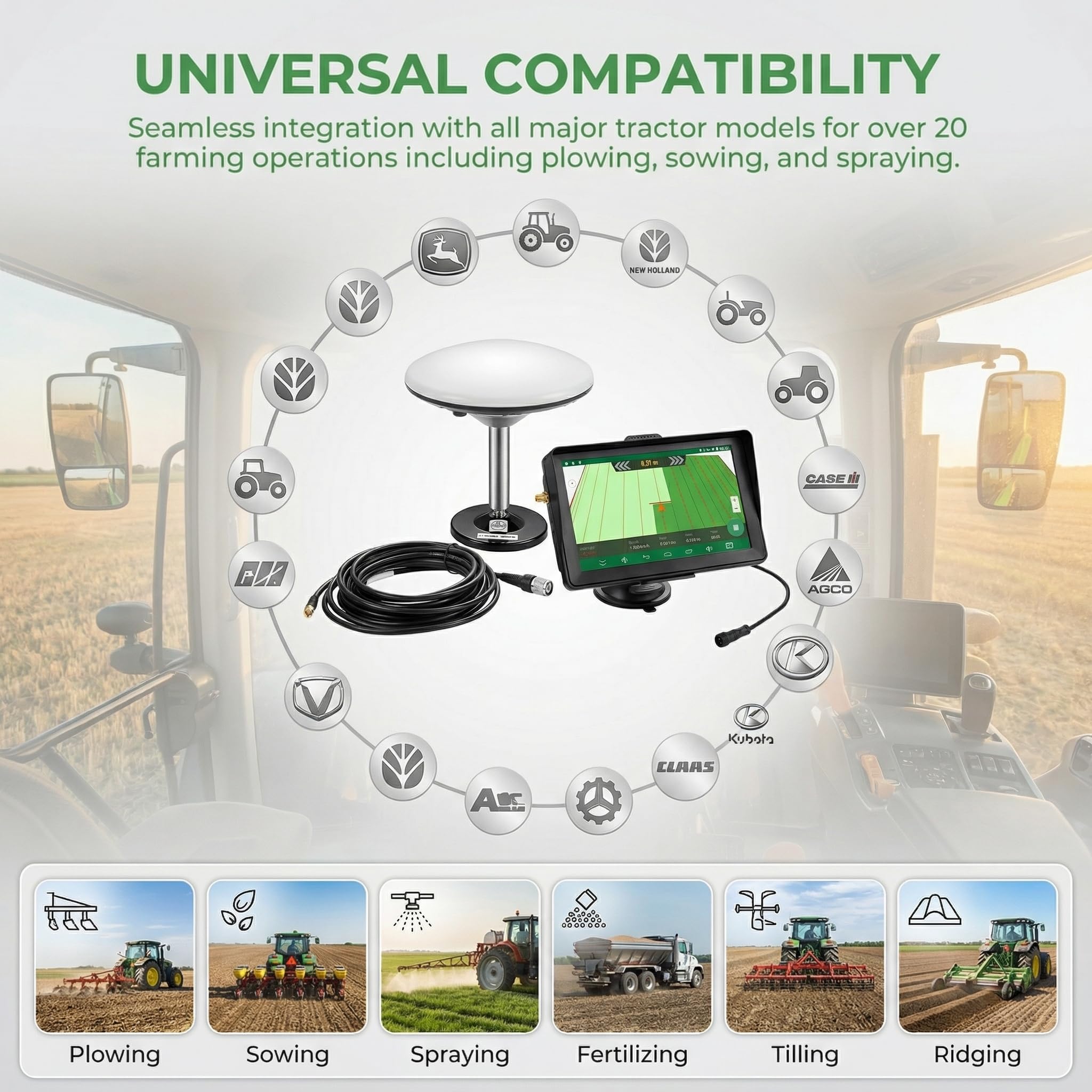 Navigatore GPS per trattore 7 pollici Agricolo GNSS ad alta precisione per agricoltura di precisione - Sistema di guida GPS per spruzzatura, aratura e semina