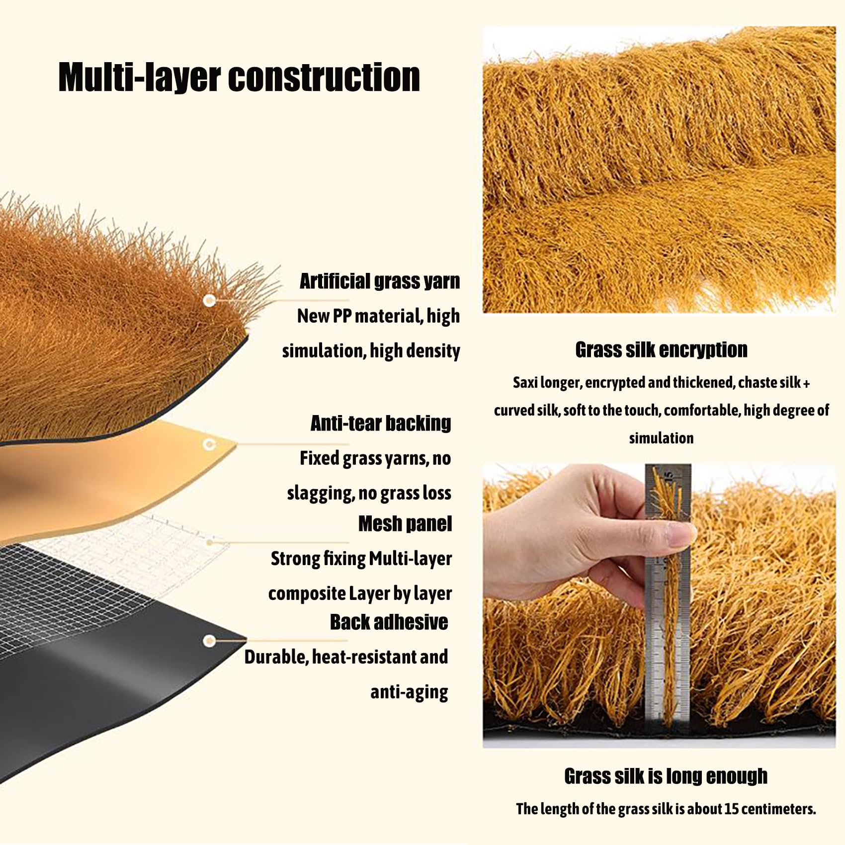 Tejas de Paja simulada de Hoja de Palmera - Tejado de Paja Artificial de PE/PP Duradero para Bares Tiki, cenadores, Patios fácil de Instalar, sin Mantenimiento(Size:100cm*20m(39.4in*65.6ft))