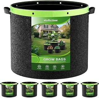Grow Bags 6 Pack 2MM 400G More Heavy Duty Thickened Nonwoven Garden Plant Fabric Pots (Black, 2 Gallon)