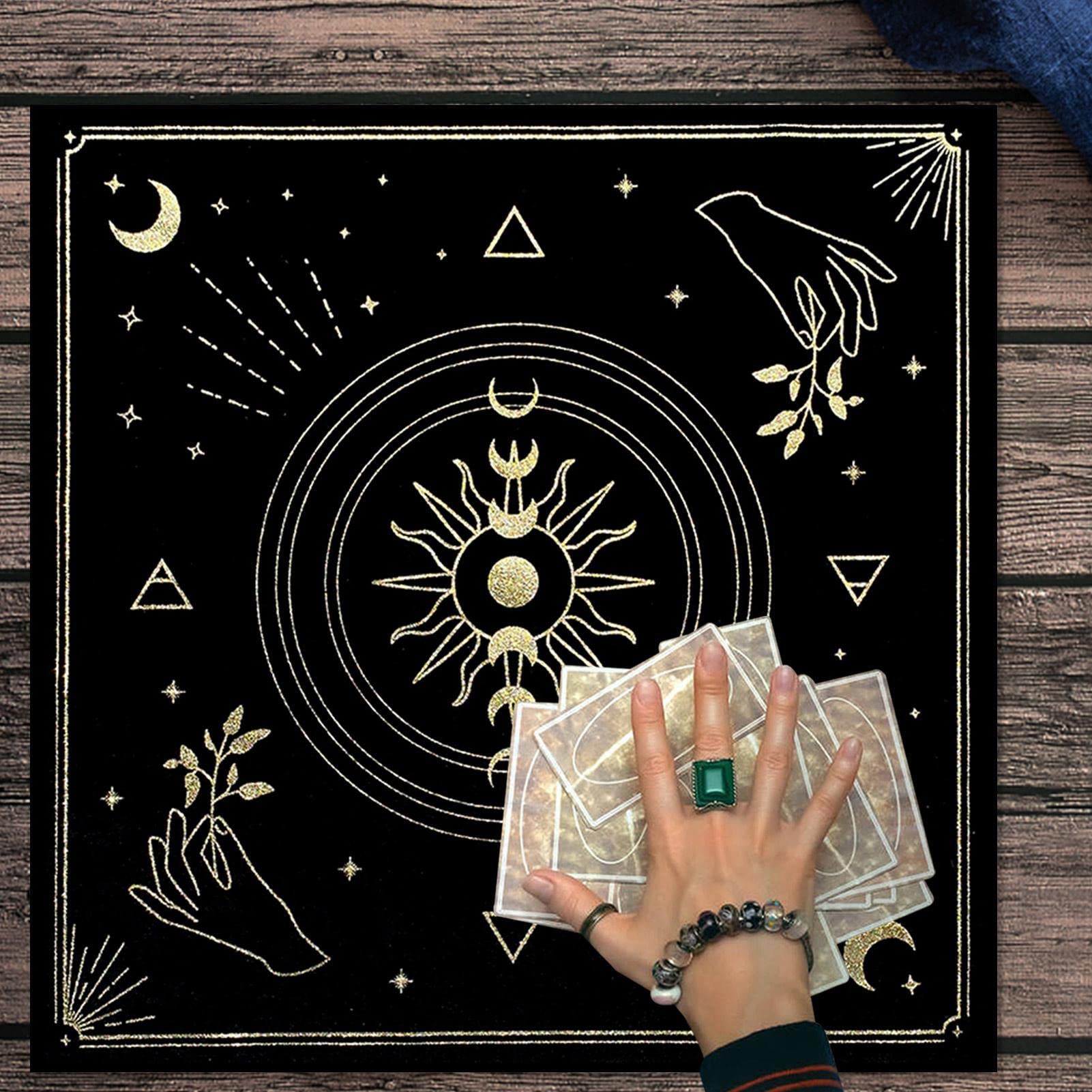 Paño De Terciopelo Para Lectura De Tarot – Mantel Extragrande De 49x49 Cm Con Diseños Místicos, Portátil Y Resistente, Ideal Para Adivinación, Meditación O Decoración