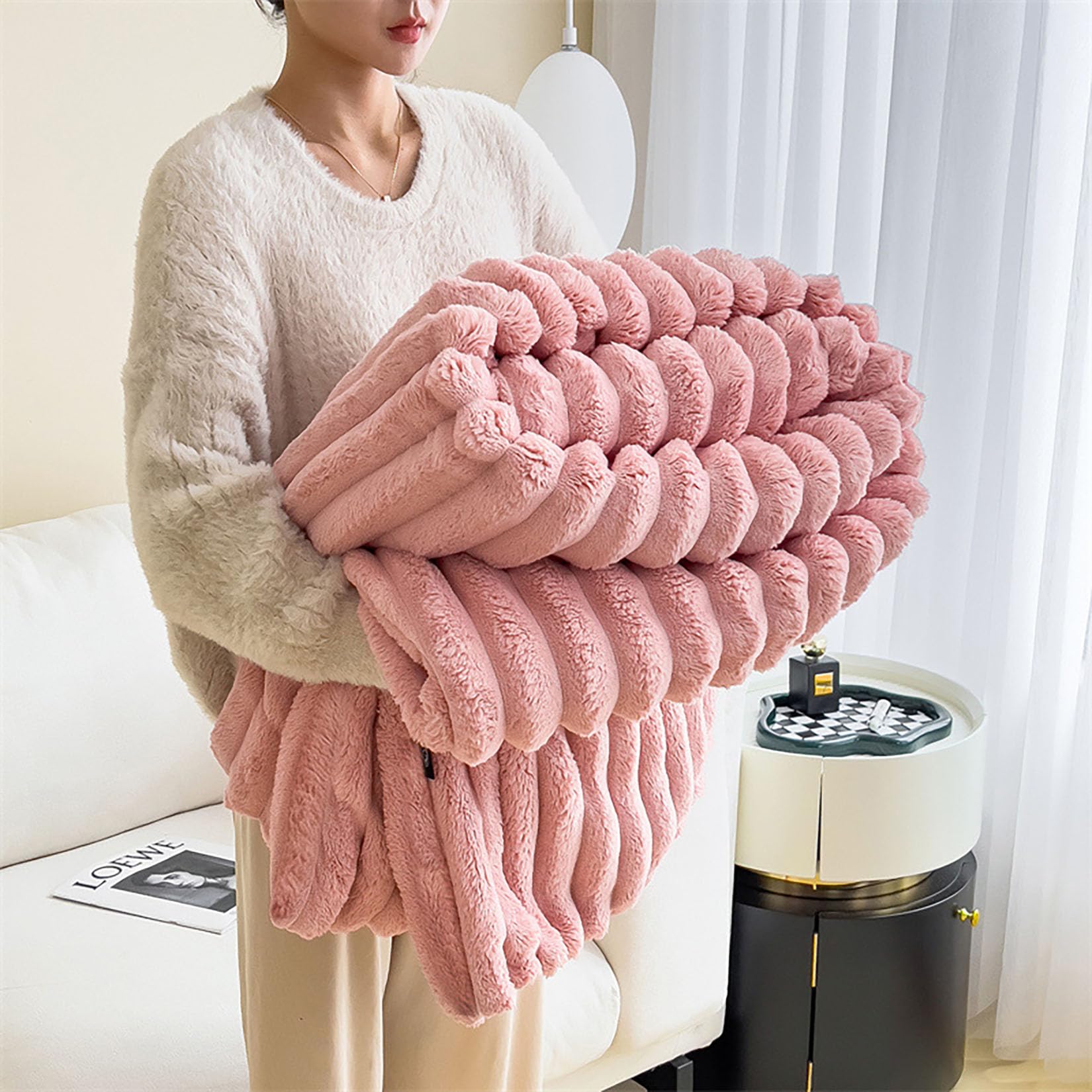 Couverture en flanelle polaire haut de gamme, literie moelleuse et chaude