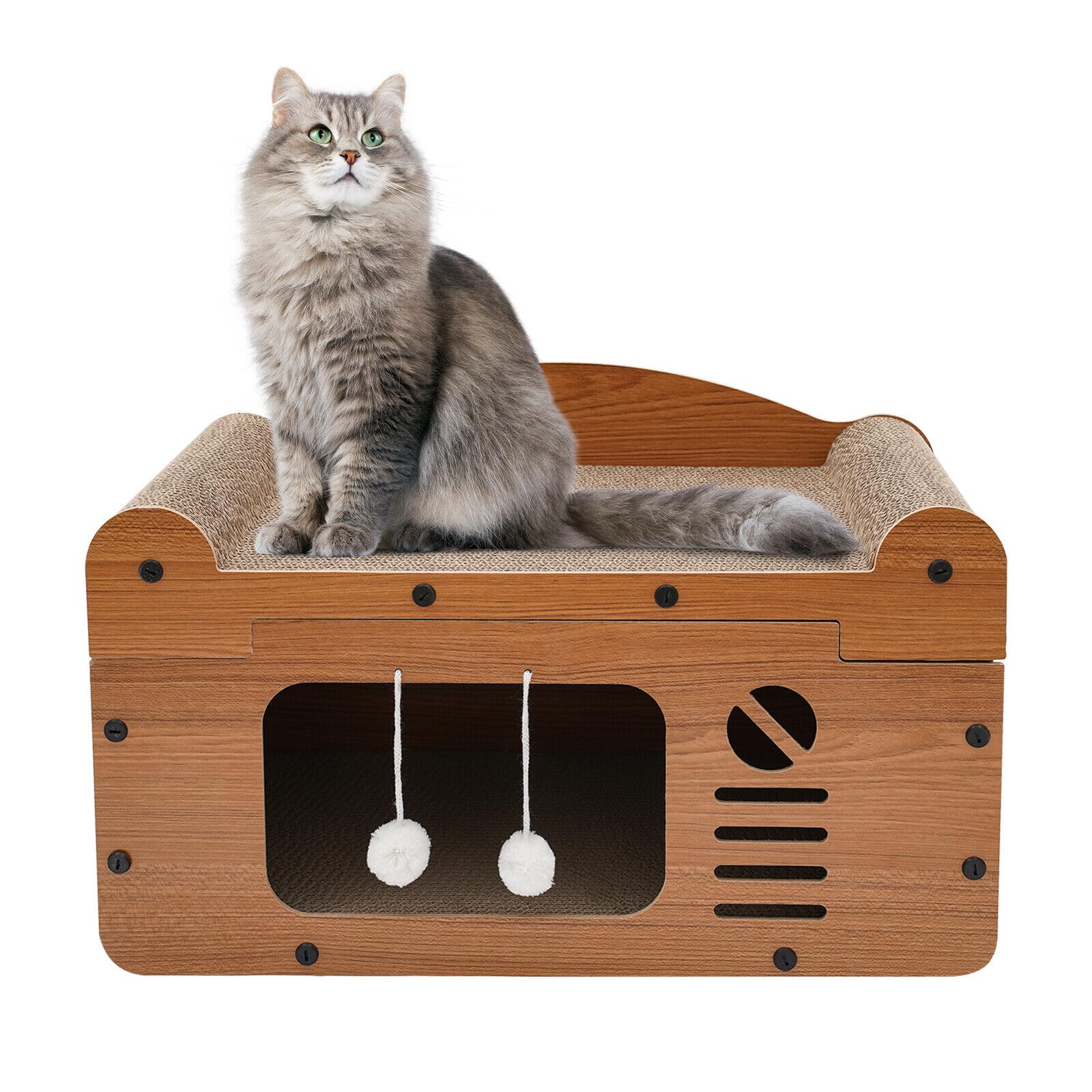 Niche pour chat - Pour l'extérieur - Résistante à l'hiver - Avec balles en peluche, portes, trous d'aération - Pour chats, chiens, lapins - 56 x 30 x 32 cm