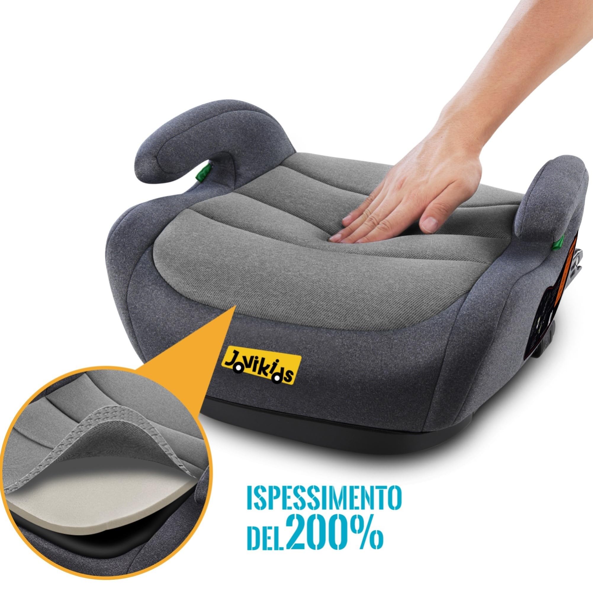 Jovikids Rialzo Auto per Bambini ISOFIX 125-150cm ECE R129, Alzatina Auto Bimbi 15-36 kg, Seggiolino Auto Gruppo 2-3 da 6 a 12 Anni - Nero