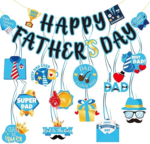 WATCPNO Decoraciones para el día del padre, remolinos colgantes en el techo, pancarta para el día del padre, celebración del día del padre, disponible en Yaxa Colombia
