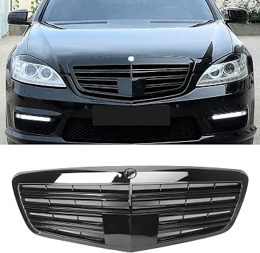 Front Grill Grille for 2010-2013 Mercedes Benz W221 S-Class S400 S450 S550 S600 S65 S63 Glossy Black Front Bumper Grill Direct Fit Replacement With Camera Hole OE 22188000837712 22188000839040