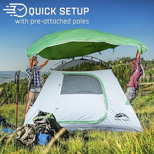 Miniatura 3 de Happy Travel Camping Tent, 46 Person Dome Tents for Camping with Rainfly, Waterproof Clip Easy Setup Portable Family Tent with Mesh Windows, 20%