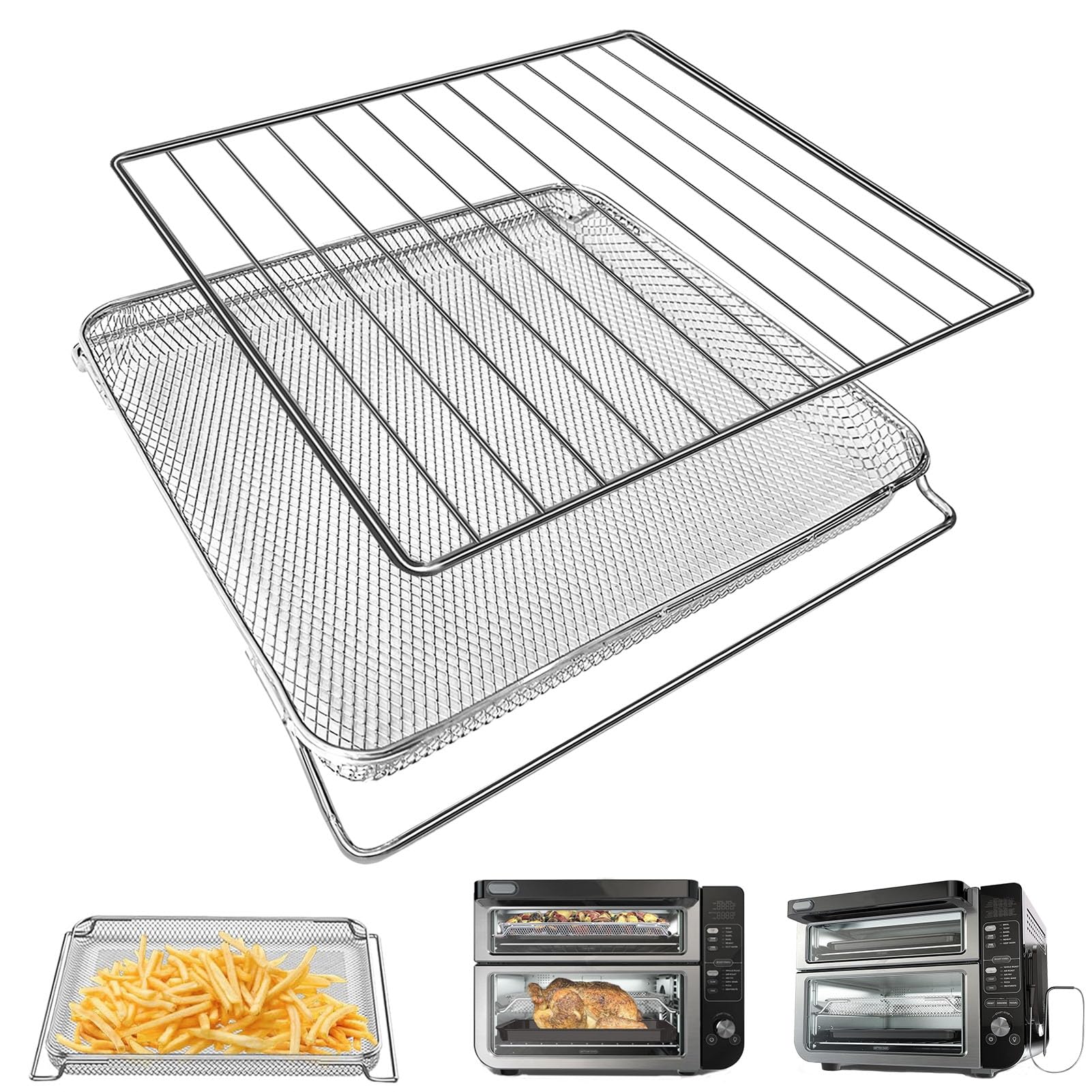 GWYXC Smart Double Oven Accessories Set for Ninja DCT401 DCT451 12 in 1, 13''×12.6'' Steel Toaster Replacement Parts Accessories Dehydrator Grill Rack for Ninja DCT601 DCT651 DCT402BK Smart Oven