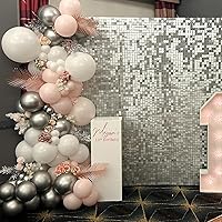 Vista 199 de 36 Panels Giltter Wall Backdrop Pink Shimmer Wall Backdrop for Party Wedding Birthday Engagement Bachelorette Parties Anniversary Decoration