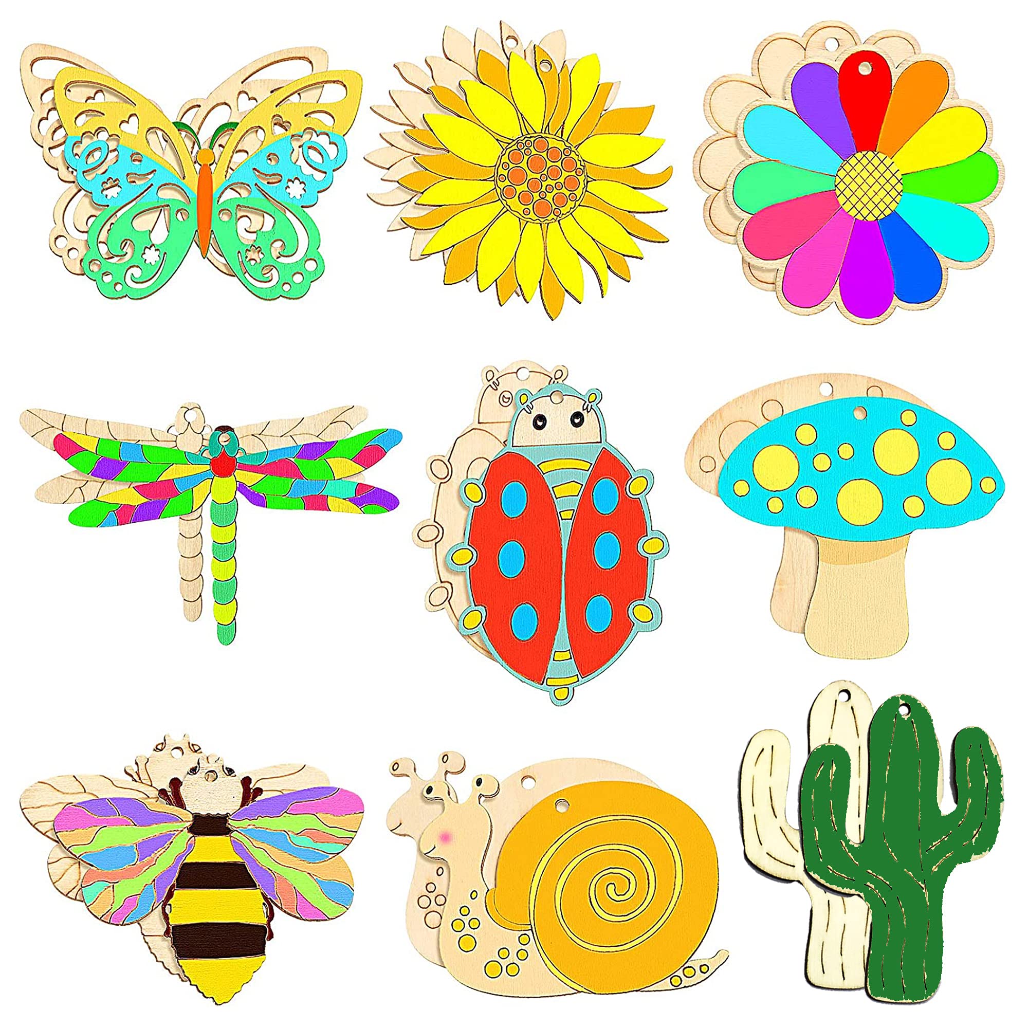 Kit De 32 Mariposas De Madera Para Pintar, Con 12 Rotuladores Y Pegatinas De Gemas, Manualidades Para Niños
