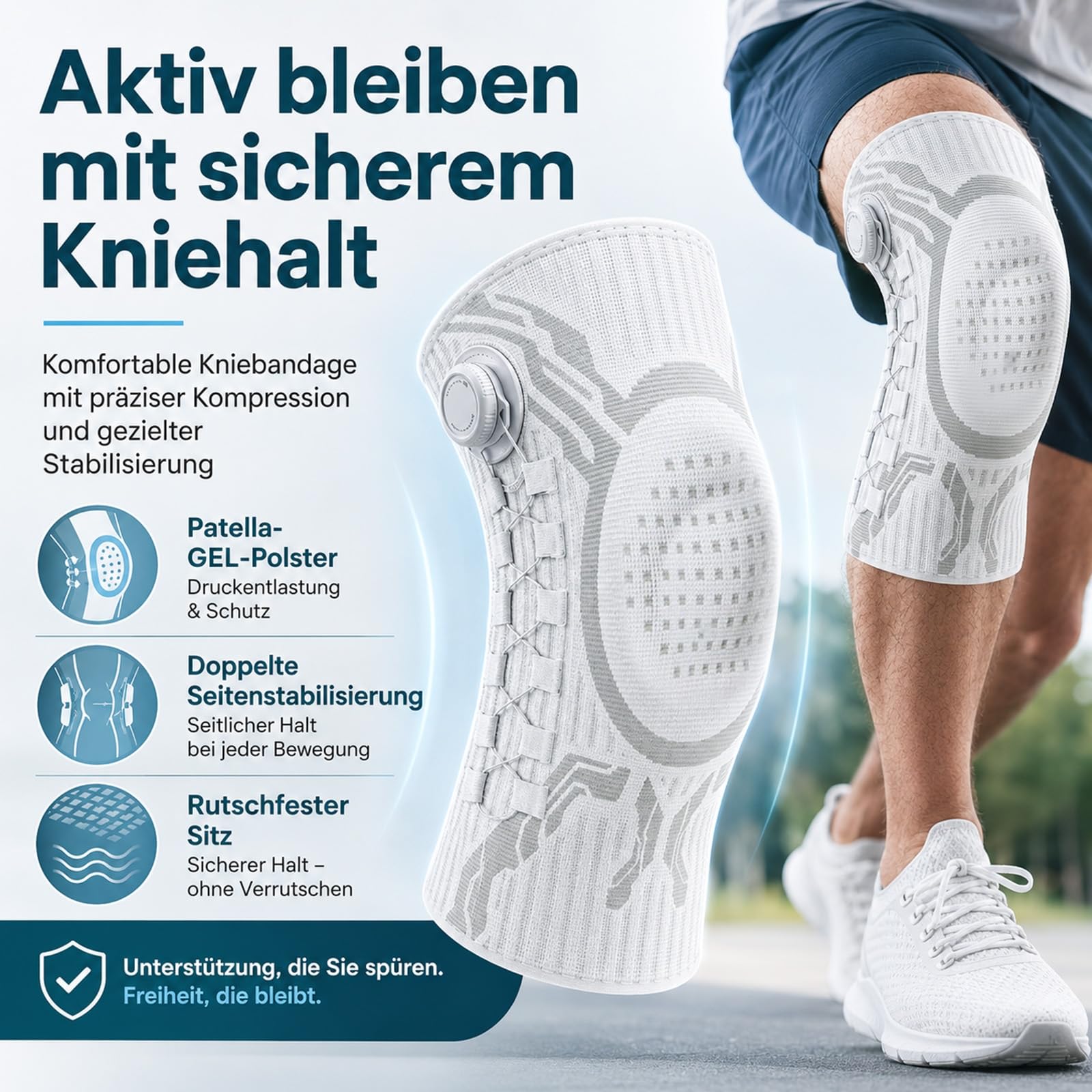 Reiteag Orthotel Kniebandage, Knieorthese Mit Patellaschutz, Stabilisierungsgurt und Vier-Wege-Kompression Bietet Optimale Unterstützung und Komfort