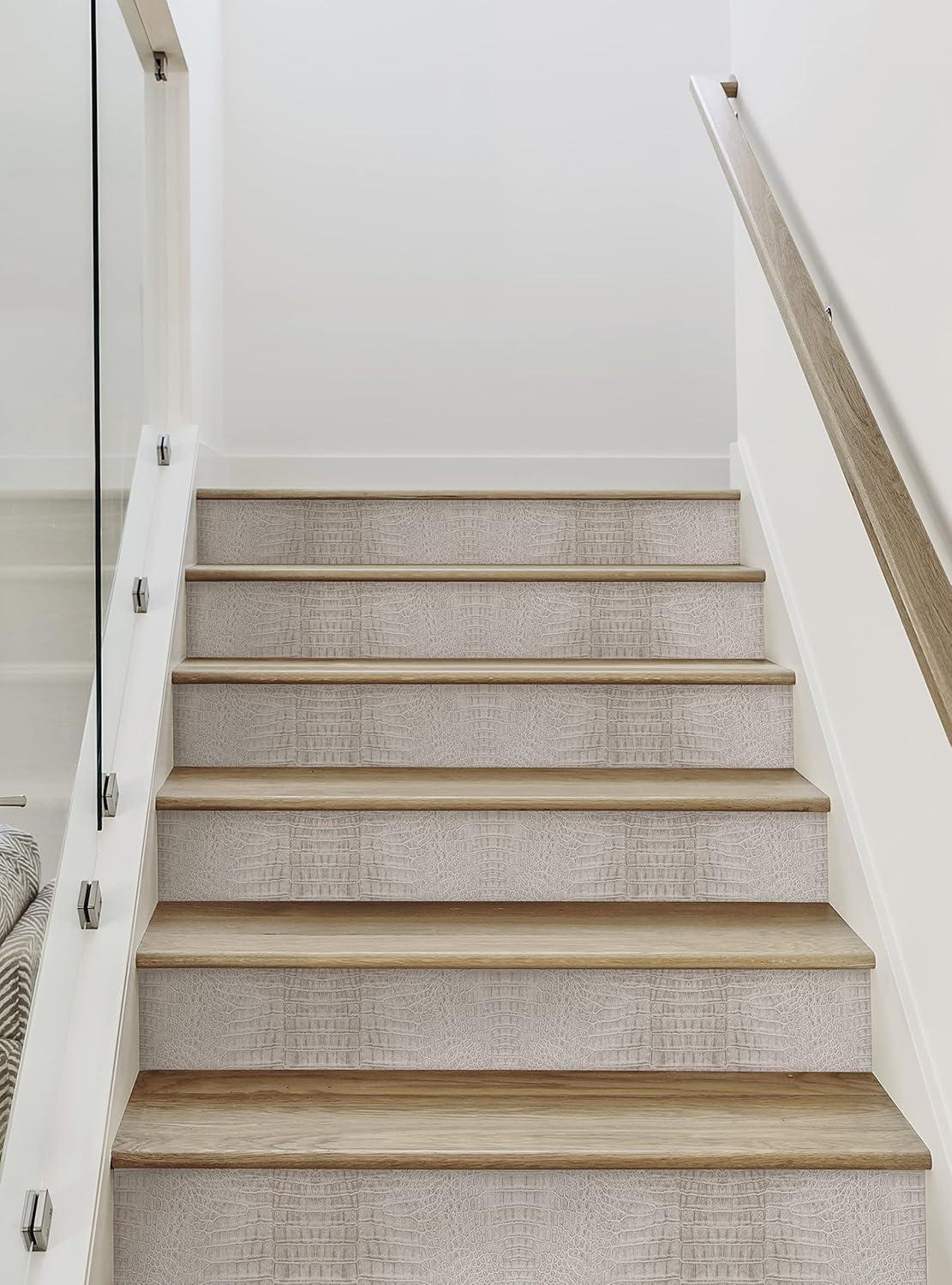 Simple Shapes Crocodile Peel and Stick Stair Riser Strips (Beige, 6 Pack - 48 w x 6 h)