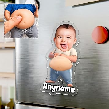 Custom Baby Face Squishy Belly Magnet Personalized Kids Photo Squeezable Belly Fridge Magnet, Soft Fridge Magnets for Kitchen Decor, Stress & Anxiety Relief