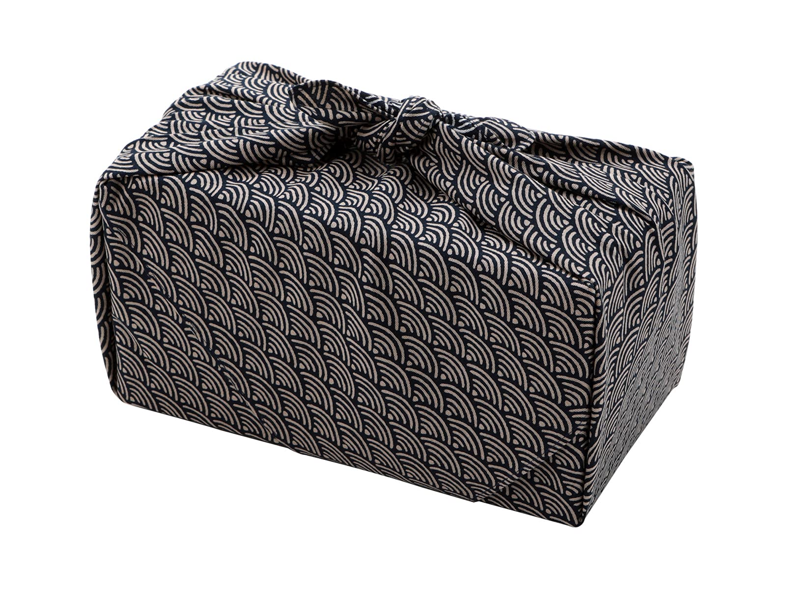 Sakiku-en Cotton Furoshiki Wrapping Cloth 20in Seigaiha Wave Navy Japan