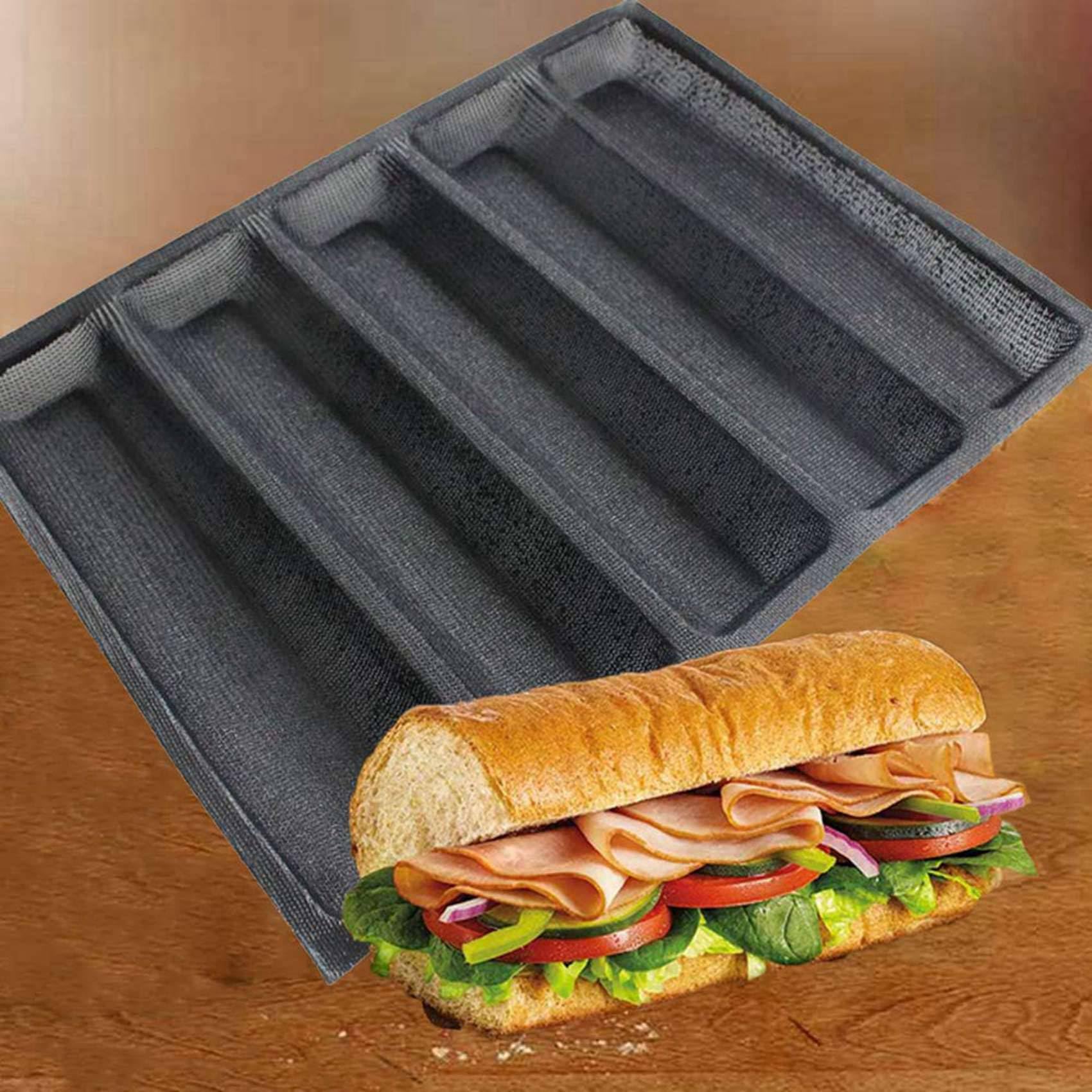 Juego de 4 moldes de silicona perforados para sándwich, molde para pan francés, base de alimentos, 5 bandejas antiadherentes