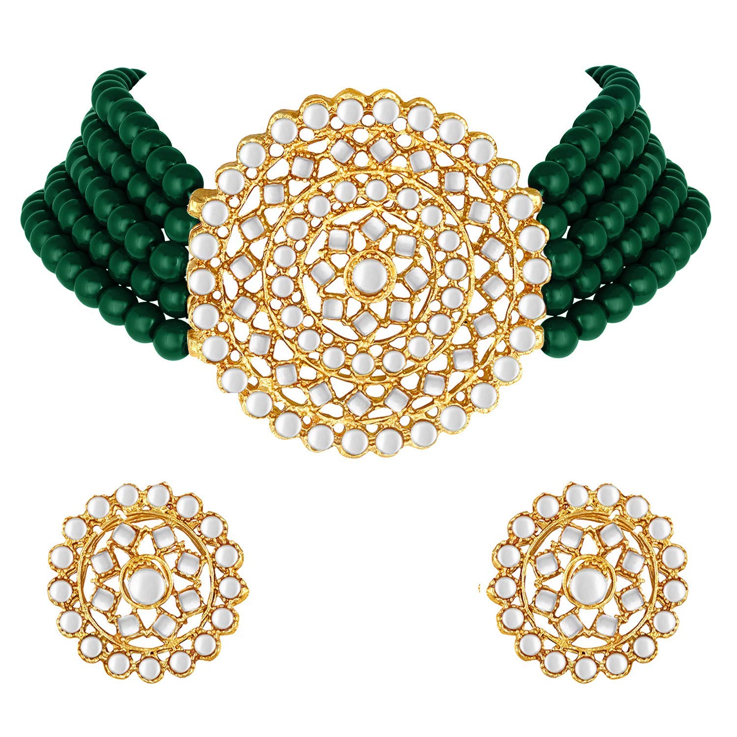 I Jewels 18K Gold Plated Traditional Emerald Beaded Choker Set Glided With Kundan Work For Women/Girls (K239G) (B08ZSWFBYD) Amazon Price History, Amazon Price Tracker