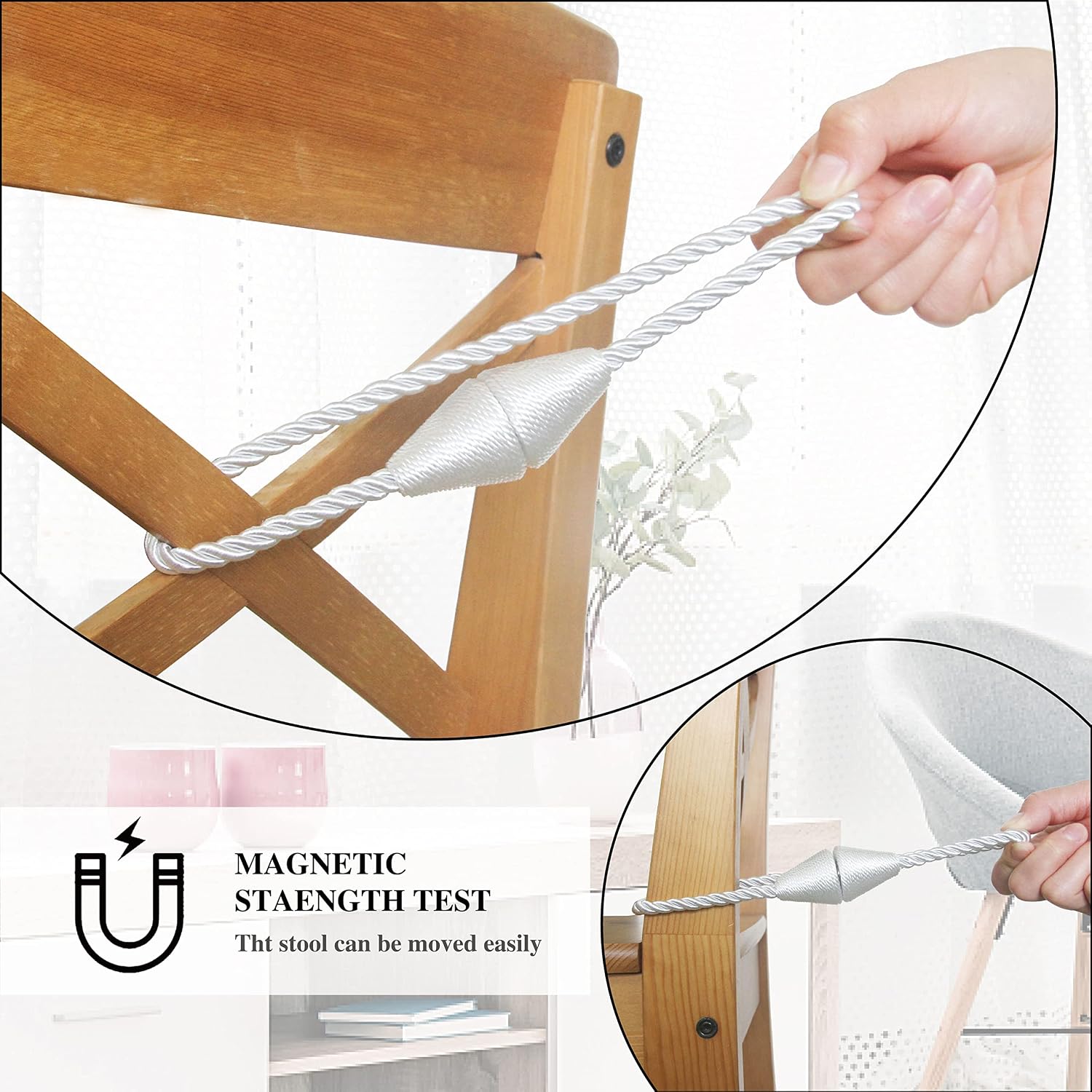 Magnetic Curtain Tiebacks Rope Decorative Holdbacks for Drapes Nieffeiy image 4